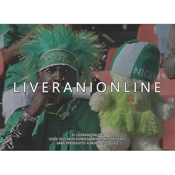 (100612) -- JOHANNESBURG, June 12, 2010 () -- A Nigerian fan cheers prior to a group B first round match between Argentina and Nigeria at the 2010 FIFA World Cup at Ellis Park stadium in Johannesburg, South Africa, on June 12, 2010. (/Xu Suhui) (xm) ©Photoshot/Agenzia Aldo Liverani Sas - ITALY ONLY - ARGENTINA- USA FIFA WORLD CUP CAMPIONATI MONDIALI SUD AFRICA 2010