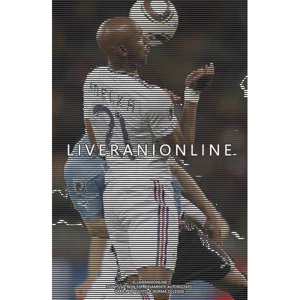 (100612) -- CAPE TOWN, June 12, 2010 () -- Nicolas Anelka (Front) of France heads the ball during a Group A match of the 2010 FIFA World Cup between France and Uruguay at the Green Point stadium in Cape Town, South Africa, on June 11, 2010. (/Xing Guangli) (dx) ©Photoshot/Agenzia Aldo Liverani Sas - ITALY ONLY - FRANCIA - URUGUAY FIFA WORLD CUP CAMPIONATI MONDIALI SUD AFRICA 2010