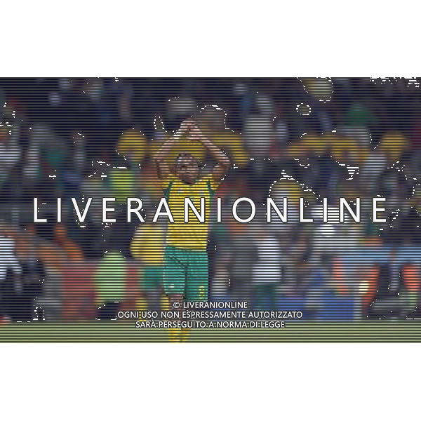 (100611) -- JOHANNESBURG, June 11, 2010 () -- South Africa\'s Siphiwe Tshabalala gestures to the spectators after a group A match of the 2010 FIFA World Cup against Mexico at Soccer City stadium in Soweto, suburban Johannesburg, on June 11, 2010. The match ended with a 1-1 tie. (/Wang Yuguo) (ly) ©Photoshot/Agenzia Aldo Liverani Sas - ITALY ONLY: SUDAFRICA - MESSICO FIFA WORLD CUP CAMPIONATI MONDIALI SUD AFRICA 2010