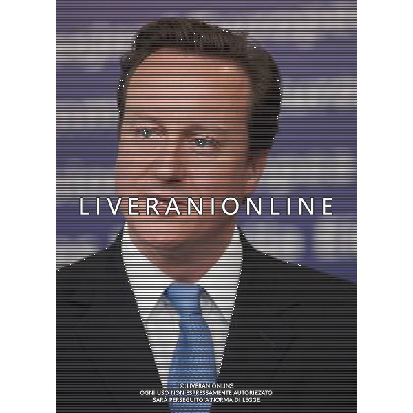 (100617) -- BRUSSELS, June 17, 2010 -- British Prime Minister David Cameron speaks during a joint press conference with European Commission President Jose Manuel Barroso (not in the picture) in Brussels, Belgium, June 17, 2010. Thierry Monasse) (nxl) ©Photoshot/Agenzia Aldo Liverani Sas - ITALY ONLY - Bruxelles: Vertice dei Leaders dell\'Unione Europea (UE) per adottare formalmente nuova strategia per la crescita e l\'occupazione per i prossimi 10 anni