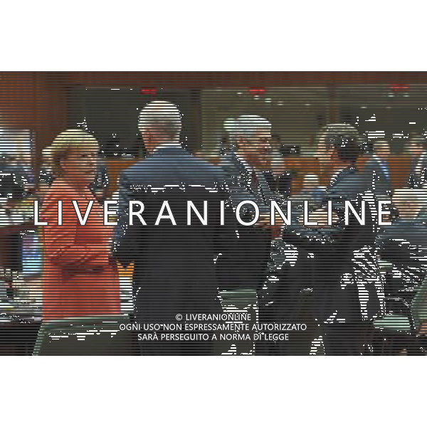 (100617) -- BRUSSELS, June 17, 2010 -- (L-R) German Chancellor Angela Merkel, Greek Prime Minister Georgios Papandreou, Portuguese Prime Minister Jose Socrates and French President Nicolas Sarkozy attend the European Union (EU) summit in Brussels June 17, 2010. Wu Wei) (nxl) ©Photoshot/Agenzia Aldo Liverani Sas - ITALY ONLY - Bruxelles: Vertice dei Leaders dell\'Unione Europea (UE) per adottare formalmente nuova strategia per la crescita e l\'occupazione per i prossimi 10 anni