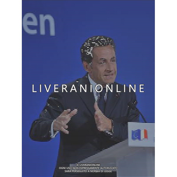 (100617) -- BRUSSELS, June 17, 2010 -- French President Nicolas Sarkozy attends a press conference after the EU Summit at the EU headquarters in Brussels, capital of Belgium, on June 17, 2010. European Union (EU) leaders formally adopted the bloc\'s new strategy for growth and jobs for the next 10 years at their one-day summit on Thursday. Wu Wei) (zw) ©Photoshot/Agenzia Aldo Liverani Sas - ITALY ONLY - Bruxelles: Vertice dei Leaders dell\'Unione Europea (UE) per adottare formalmente nuova strategia per la crescita e l\'occupazione per i prossimi 10 anni