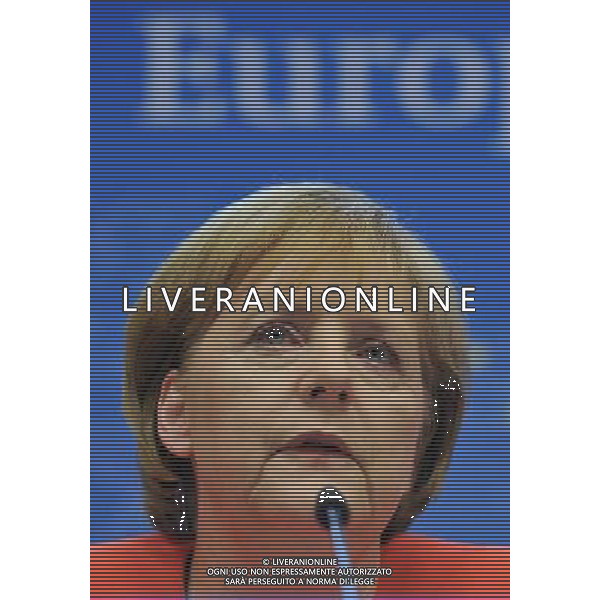 (100617) -- BRUSSELS, June 17, 2010 -- German Chancellor Angela Merkel attends a press conference after the EU Summit at the EU headquarters in Brussels, capital of Belgium, on June 17, 2010. European Union (EU) leaders formally adopted the bloc\'s new strategy for growth and jobs for the next 10 years at their one-day summit on Thursday. Wu Wei) (zw) ©Photoshot/Agenzia Aldo Liverani Sas - ITALY ONLY - Bruxelles: Vertice dei Leaders dell\'Unione Europea (UE) per adottare formalmente nuova strategia per la crescita e l\'occupazione per i prossimi 10 anni