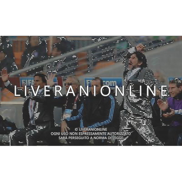 (100617) -- JOHANNESBURG, June 17, 2010 -- Diego Maradona(Front), head coach of Argentina, celebrates a goal during a 2010 World Cup Group B match between Argentina and South Korea at the Soccer City stadium in Soweto, suburban Johannesburg, South Africa, on June 17, 2010. Argentina beat South Korea 4-1. Wang Yuguo) (zc) ©Photoshot/Agenzia Aldo Liverani Sas - ITALY ONLY - ARGENTINA - COREA DEL SUD FIFA WORLD CUP CAMPIONATI MONDIALI SUD AFRICA 2010