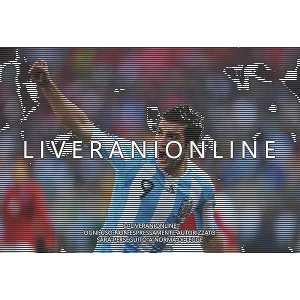 (100617) -- JOHANNESBURG, June 17, 2010 -- Argentina\'s Gonzalo Higuain celebrates scoring during a 2010 World Cup Group B match between Argentina and South Korea at the Soccer City stadium in Soweto, suburban Johannesburg, South Africa, on June 17, 2010. Wang Yuguo) (zc) ©Photoshot/Agenzia Aldo Liverani Sas - ITALY ONLY - ARGENTINA - COREA DEL SUD FIFA WORLD CUP CAMPIONATI MONDIALI SUD AFRICA 2010