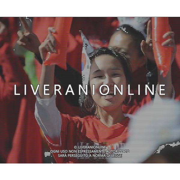 (100617) -- JOHANNESBURG, June 17, 2010 -- South Korean supporters cheer prior to a 2010 World Cup Group B match between Argentina and South Korea at the Soccer City stadium in Soweto, suburban Johannesburg, South Africa, on June 17, 2010. Guo Yong) (zc) ©Photoshot/Agenzia Aldo Liverani Sas - ITALY ONLY - ARGENTINA - COREA DEL SUD FIFA WORLD CUP CAMPIONATI MONDIALI SUD AFRICA 2010