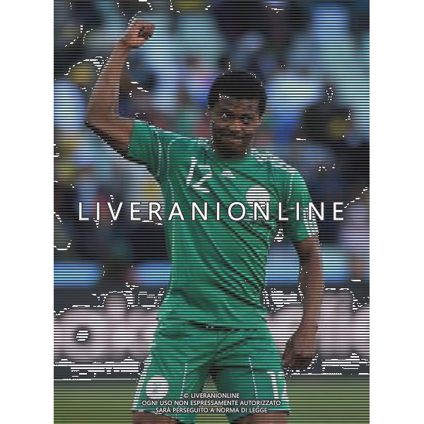 (100617) -- BLOEMFONTEIN, June 17, 2010 -- Nigeria\'s Kalu Uche celebrates scoring during a 2010 World Cup Group B match between Greece and Nigeria at the Free State Stadium in Bloemfontein, South Africa, on June 17, 2010. Xu Suhui) (zc) ©Photoshot/Agenzia Aldo Liverani Sas - ITALY ONLY - GRECIA - NIGERIA FIFA WORLD CUP CAMPIONATI MONDIALI SUD AFRICA 2010