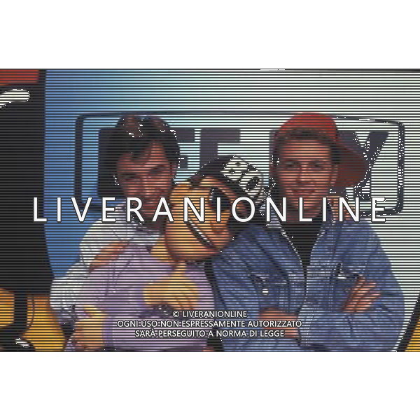 TRASMISSIONE TELEVISIVA\'DEE JAY TELEVISION 1986 NELLA FOTO LINUS-JOVANOTTI AG ALDO LIVERANI