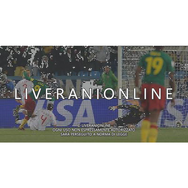 Fifa World Cup Sud Africa 2010 Match #26 Tshwane/Pretoria (Lotus Versfeld Stadium) - 19.06.2010 Camerun-Danimarca Nella Foto:Samuel eto\'o gol /Ph.Vitez-Ag. Aldo Liverani