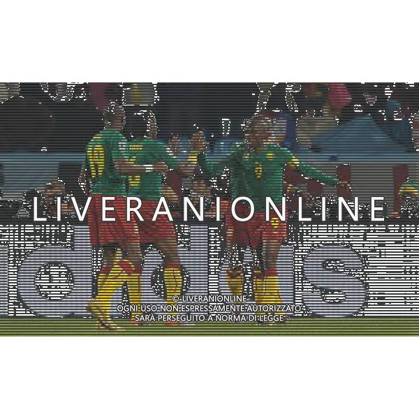 Fifa World Cup Sud Africa 2010 Match #26 Tshwane/Pretoria (Lotus Versfeld Stadium) - 19.06.2010 Camerun-Danimarca Nella Foto: esultanza dopo il gol di Samuel eto\'o /Ph.Vitez-Ag. Aldo Liverani