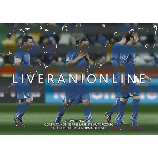 Fifa World Cup Sud Africa 2010 Match #28 Nelspruit (Mbombela Stadium) - 20.06.2010 Italia-Nuova Zelanda Nella Foto:delusione camoranesi, antonio di natale daniele de rossi e giampaolo pazzini /Ph.Vitez-Ag. Aldo Liverani