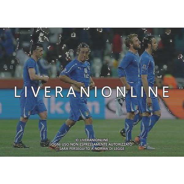 Fifa World Cup Sud Africa 2010 Match #28 Nelspruit (Mbombela Stadium) - 20.06.2010 Italia-Nuova Zelanda Nella Foto:delusione camoranesi, antonio di natale daniele de rossi e giampaolo pazzini /Ph.Vitez-Ag. Aldo Liverani