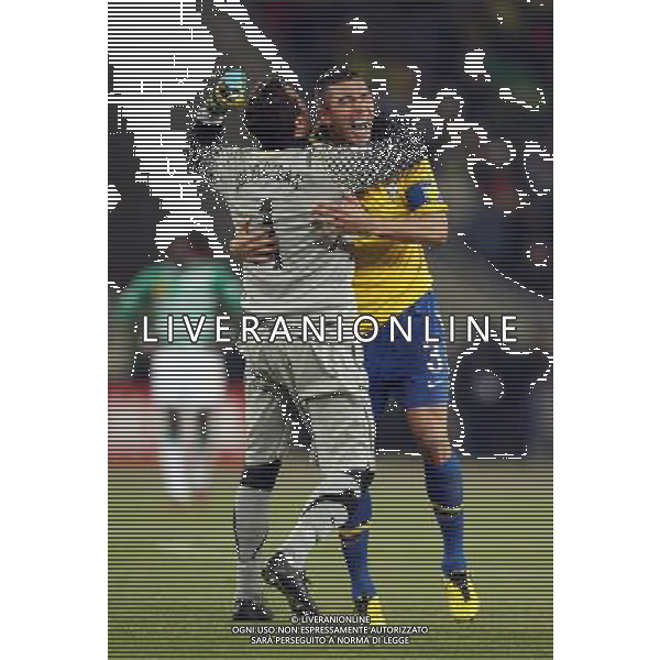 BRASILE - COSTA D\'AVORIO CAMPIONATI MONDIALI SUDAFRICA 2010 FIFA WORLD CUP SOUTH AFRICA,20/06/2010 Match 29, NELLA FOTO ESULTANZA DI JULIO CESAR, E LUCIO copyright by firo sportphoto/AGENZIA ALDO LIVERANI SAS ITALY ONLY - EDITORIAL USE ONLY 