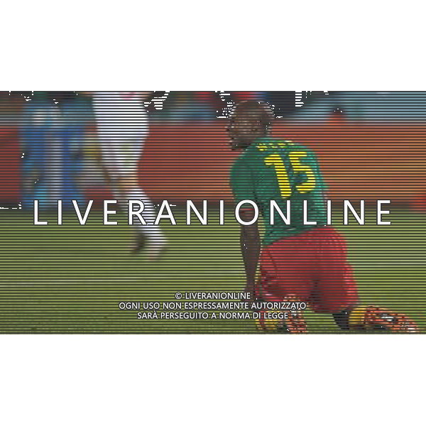 (100620) -- TSHWANE, June 20, 2010 () --Pierre Webo of Cameroon reacts during the 2010 World Cup Group E soccer match against Denmark at Loftus Verfeld stadium in Tshwane, South Africa, on June 19, 2010. (/Yang Lei)(fym) ©Photoshot/Agenzia Aldo Liverani Sas - ITALY ONLY: CAMERUN - DANIMARCA FIFA WORLD CUP CAMPIONATI MONDIALI SUD AFRICA 2010