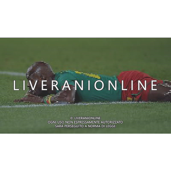 (100620) -- TSHWANE, June 20, 2010 () -- Cameroon\'s Achille Emana falls down on the ground after missing a goal during the 2010 World Cup Group E soccer match against Denmark at Loftus Versfeld stadium in Tshwane, South Africa, June 19, 2010. (/Wang Yuguo) (ly) ©Photoshot/Agenzia Aldo Liverani Sas - ITALY ONLY: CAMERUN - DANIMARCA FIFA WORLD CUP CAMPIONATI MONDIALI SUD AFRICA 2010