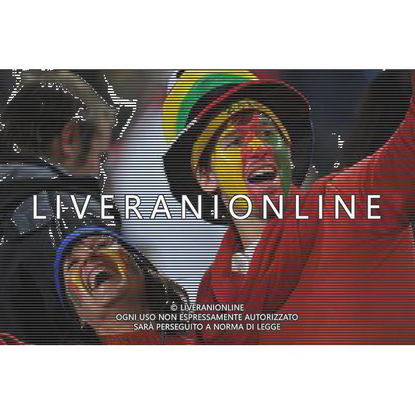 (100620) -- TSHWANE, June 20, 2010 () -- Fans cheer up prior to the 2010 World Cup Group E soccer match between Cameroon and Denmark at Loftus Verfeld stadium in Tshwane, South Africa, on June 19, 2010. (/Yang Lei)(dl) ©Photoshot/Agenzia Aldo Liverani Sas - ITALY ONLY: CAMERUN - DANIMARCA FIFA WORLD CUP CAMPIONATI MONDIALI SUD AFRICA 2010