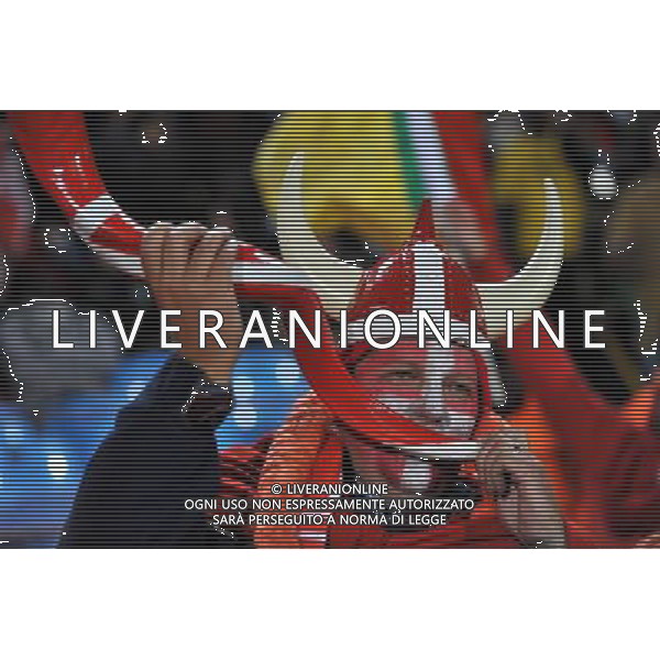 (100620) -- TSHWANE, June 20, 2010 () -- A fan cheers for Denmark prior to the 2010 World Cup Group E soccer match between Cameroon and Denmark at Loftus Verfeld stadium in Tshwane, South Africa, on June 19, 2010. (/Yang Lei)(fym) ©Photoshot/Agenzia Aldo Liverani Sas - ITALY ONLY: CAMERUN - DANIMARCA FIFA WORLD CUP CAMPIONATI MONDIALI SUD AFRICA 2010