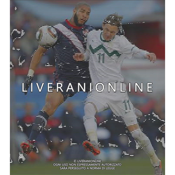 U.S.\' Oguchi ONYEWU (L) vies for the ball with Slovenia\'s Milivoje NOVAKOVIC (R) during the World Cup group C soccer match between USA and Slovenia in Johannesburg in South Africa on Friday, June 18, 2010. The match ended in a 2-2 draw.(Photo By Wei Zheng/ColorChinaPhoto) - Ag. Aldo Liverani sas ITALY ONLY SLOVENIA - STATI UNITI FIFA WORLD CUP CAMPIONATI MONDIALI SUD AFRICA 2010