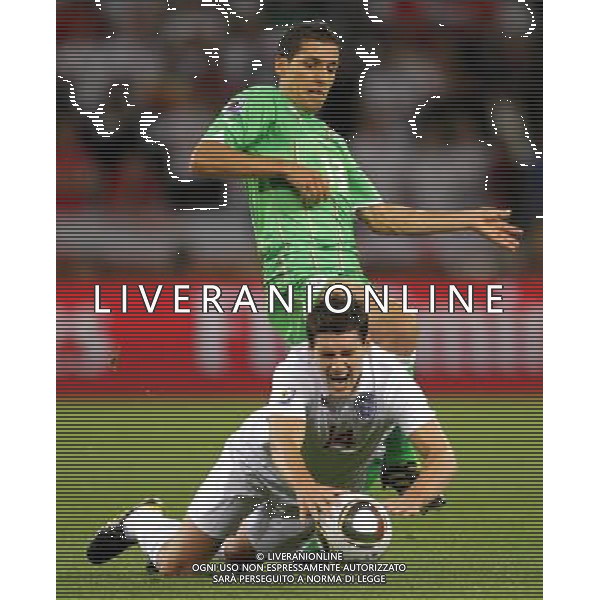 (100619) -- CAPE TOWN, June 19, 2010 -- England\'s Gareth Barry (bottom) vies with Algeria\'s Karim Matmour during the 2010 World Cup Group C match in Cape Town, South Africa, June 18, 2010. Xing Guangli)(txy) ©Photoshot/Agenzia Aldo Liverani Sas - ITALY ONLY: INGHILTERRA - ALGERIA FIFA WORLD CUP CAMPIONATI MONDIALI SUD AFRICA 2010