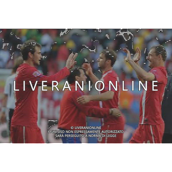 (100618) -- PORT ELIZABETH, June 18, 2010 -- Players of Serbia celebrate their victory over Germany during the 2010 World Cup Group D soccer match at the Nelson Mandela Bay stadium in Port Elizabeth, South Africa, on June 18, 2010. Serbia won 1-0. Yang Lei) (zc) ©Photoshot/Agenzia Aldo Liverani Sas - ITALY ONLY: GERMANIA - SERBIA FIFA WORLD CUP CAMPIONATI MONDIALI SUD AFRICA 2010