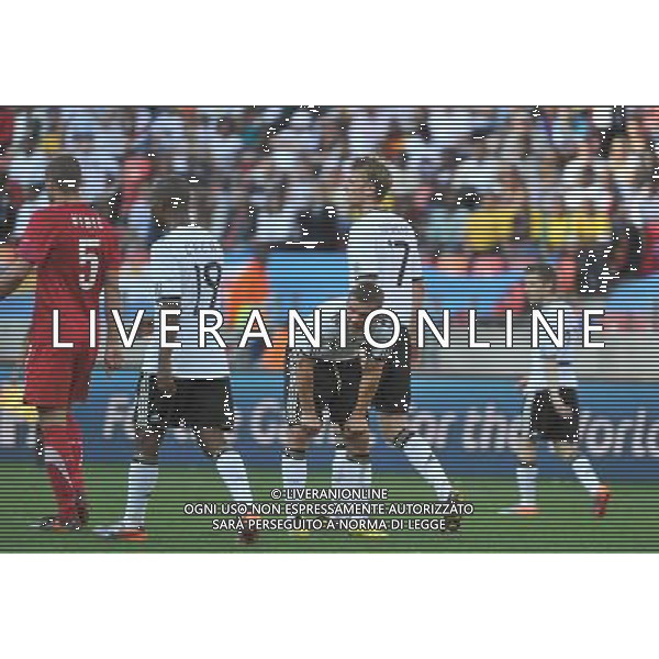 (100618) -- PORT ELIZABETH, June 18, 2010 -- Players of Germany react after losing the 2010 World Cup Group D soccer match against Serbia at the Nelson Mandela Bay stadium in Port Elizabeth, South Africa, on June 18, 2010. Germany lost the match 0-1. Yang Lei) (zc) ©Photoshot/Agenzia Aldo Liverani Sas - ITALY ONLY: GERMANIA - SERBIA FIFA WORLD CUP CAMPIONATI MONDIALI SUD AFRICA 2010