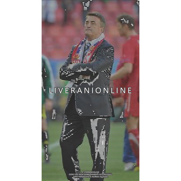 (100618) -- PORT ELIZABETH, June 18, 2010 -- Radomir Antic, head coach of Serbia react after the 2010 World Cup Group D soccer match against Germany at the Nelson Mandela Bay stadium in Port Elizabeth, South Africa, on June 18, 2010. Serbia won 1-0. Yang Lei) (zc) ©Photoshot/Agenzia Aldo Liverani Sas - ITALY ONLY: GERMANIA - SERBIA FIFA WORLD CUP CAMPIONATI MONDIALI SUD AFRICA 2010