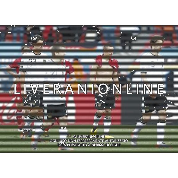 (100618) -- PORT ELIZABETH, June 18, 2010 -- Players of Germany react after losing the 2010 World Cup Group D soccer match against Serbia at the Nelson Mandela Bay stadium in Port Elizabeth, South Africa, on June 18, 2010. Germany lost the match 0-1.Liao Yujie) (zc) ©Photoshot/Agenzia Aldo Liverani Sas - ITALY ONLY: GERMANIA - SERBIA FIFA WORLD CUP CAMPIONATI MONDIALI SUD AFRICA 2010