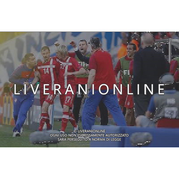(100618) -- PORT ELIZABETH, June 18, 2010 -- Serbia\'s Milan Jovanovic (2nd L) celebrates with his teammates after scoring during the 2010 World Cup Group D soccer match between Germany and Serbia at the Nelson Mandela Bay stadium in Port Elizabeth, South Africa, on June 18, 2010. Liao Yujie) (zc) ©Photoshot/Agenzia Aldo Liverani Sas - ITALY ONLY: GERMANIA - SERBIA FIFA WORLD CUP CAMPIONATI MONDIALI SUD AFRICA 2010