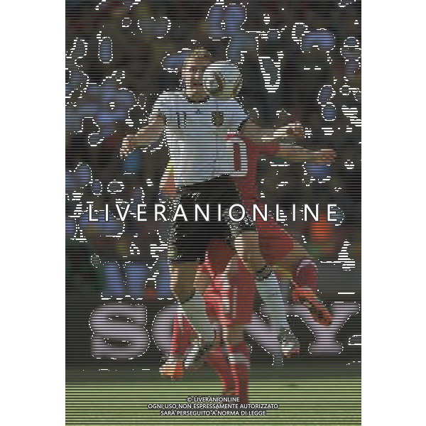 (100618) -- PORT ELIZABETH, June 18, 2010 -- Germany\'s Miroslav Klose (Front) fights for the ball with a player of Serbia during the 2010 World Cup Group D soccer match between Germany and Serbia at the Nelson Mandela Bay stadium in Port Elizabeth, South Africa, on June 18, 2010. Yang Lei) (zc) ©Photoshot/Agenzia Aldo Liverani Sas - ITALY ONLY: GERMANIA - SERBIA FIFA WORLD CUP CAMPIONATI MONDIALI SUD AFRICA 2010