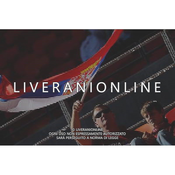 (100618) -- PORT ELIZABETH, June 18, 2010 -- Two Serbian supporters wait prior to the 2010 World Cup Group D soccer match between Germany and Serbia at the Nelson Mandela Bay stadium in Port Elizabeth, South Africa, on June 18, 2010.Liao Yujie) (zc) ©Photoshot/Agenzia Aldo Liverani Sas - ITALY ONLY: GERMANIA - SERBIA FIFA WORLD CUP CAMPIONATI MONDIALI SUD AFRICA 2010