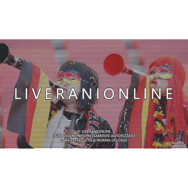 (100618) -- PORT ELIZABETH, June 18, 2010 -- Two German supporters blow the vuvuzela prior to the 2010 World Cup Group D soccer match between Germany and Serbia at the Nelson Mandela Bay stadium in Port Elizabeth, South Africa, on June 18, 2010. Liao Yujie) (zc) ©Photoshot/Agenzia Aldo Liverani Sas - ITALY ONLY: GERMANIA - SERBIA FIFA WORLD CUP CAMPIONATI MONDIALI SUD AFRICA 2010