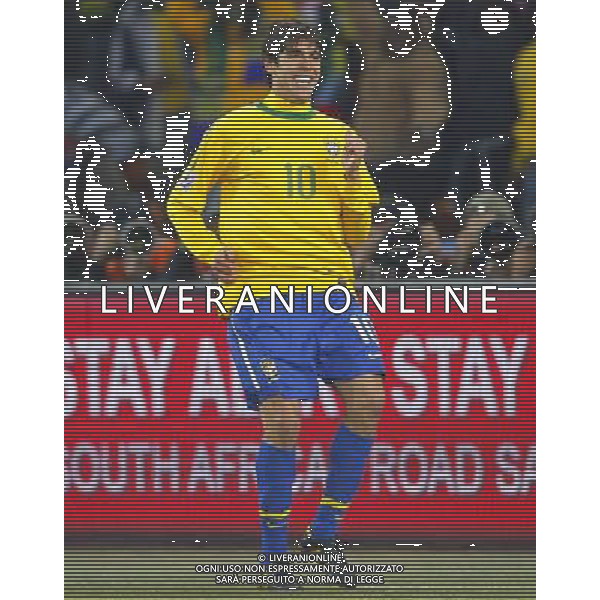 Brazil\'s KAKA celebrates a goal during the World Cup group G soccer match between Brazil and Cote d\'Ivoire in Johannesburg in South Africa on Sunday, June 20, 2010. Brazil defeated Cote d\'Ivoire 3-1.(Photo By Wei Zheng/ColorChinaPhoto) - Ag. Aldo Liverani sas ITALY ONLY BRASILE - COSTA D\'AVORIO FIFA WORLD CUP CAMPIONATI MONDIALI SUD AFRICA 2010