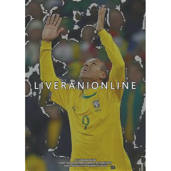 Brazil\'s LUIS FABIANO celebrates scoring a goal during the World Cup group G soccer match between Brazil and Cote d\'Ivoire in Johannesburg in South Africa on Sunday, June 20, 2010. Brazil defeated Cote d\'Ivoire 3-1.(Photo By Wei Zheng/ColorChinaPhoto) - Ag. Aldo Liverani sas ITALY ONLY BRASILE - COSTA D\'AVORIO FIFA WORLD CUP CAMPIONATI MONDIALI SUD AFRICA 2010