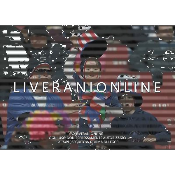 (100618) -- JOHANNESBURG, June 18, 2010 -- U.S. suppourters cheer prior to the 2010 World Cup Group C soccer match between the United States and Slovenia at the Ellis Park stadium in Johannesburg, South Africa, on June 18, 2010. Guo Yong) (zc) ©Photoshot/Agenzia Aldo Liverani Sas - ITALY ONLY: SLOVENIA - STATI UNITI (USA) FIFA WORLD CUP CAMPIONATI MONDIALI SUD AFRICA 2010