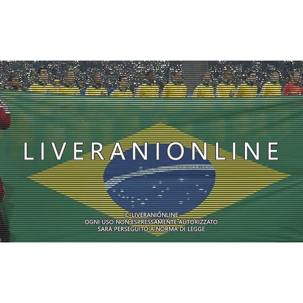 (100621) -- JOHANNESBURG, June 21, 2010 () -- Players of Brazil attend the kick-off ceremony before the Group G soccer match against Ivory Coast at 2010 FIFA World Cup at Soccer City stadium in Johannesburg, South Africa, on June 20, 2010. (/Wang Yuguo)(xm) ©Photoshot/Agenzia Aldo Liverani Sas - ITALY ONLY: BRASILE - COSTA D\'AVORIO FIFA WORLD CUP CAMPIONATI MONDIALI SUD AFRICA 2010