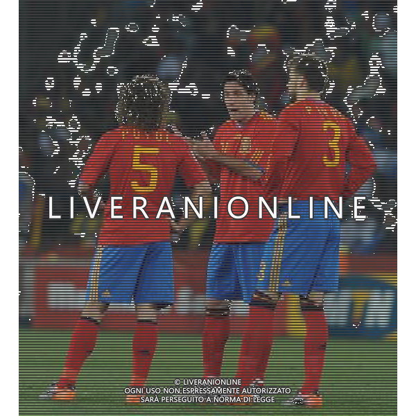 Fifa World Cup Sud Africa 2010 Match #32 Johannesburg (Ellis Park Stadium) - 21.06.2010 Spagna-Honduras Nella Foto:Joan CAPDEVILA-Gerard PIQUE-Carles PUYOL /Ph.Vitez-Ag. Aldo Liverani