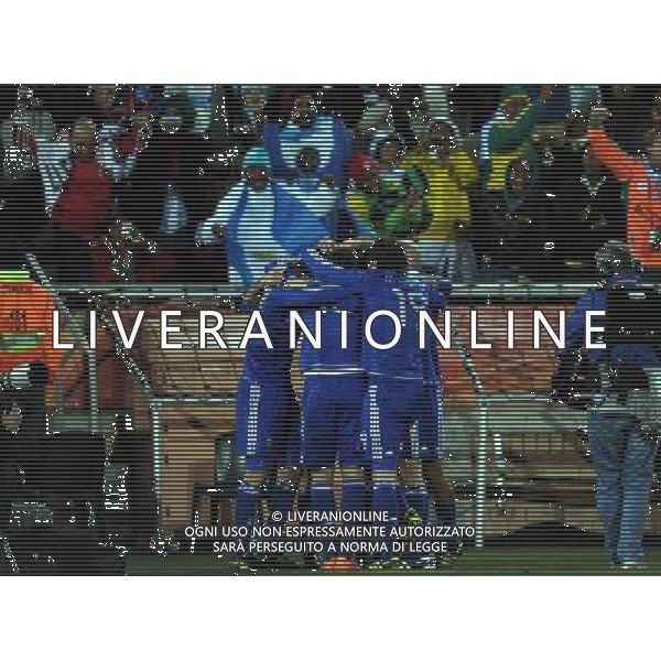 (100623) -- POLOKWANE, June 23, 2010 -- Players of Argentina celebrate a goal during the 2010 World Cup Group B soccer match against Greece in Polokwane, South Africa, June 22, 2010. Argentina won 2-0. Wang Yuguo)(fym) ©Photoshot/Agenzia Aldo Liverani Sas - ITALY ONLY: ARGENTINA - GRECIA FIFA WORLD CUP CAMPIONATI MONDIALI SUD AFRICA 2010