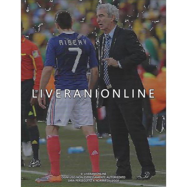 Fifa World Cup Sud Africa 2010 Match #34 Mangaung/Bloemfontein (Free State Stadium) - 22.06.2010 Francia-Sud Africa Nella Foto:Raymond Domenech-Franck RIBERY /Ph.Vitez-Ag. Aldo Liverani