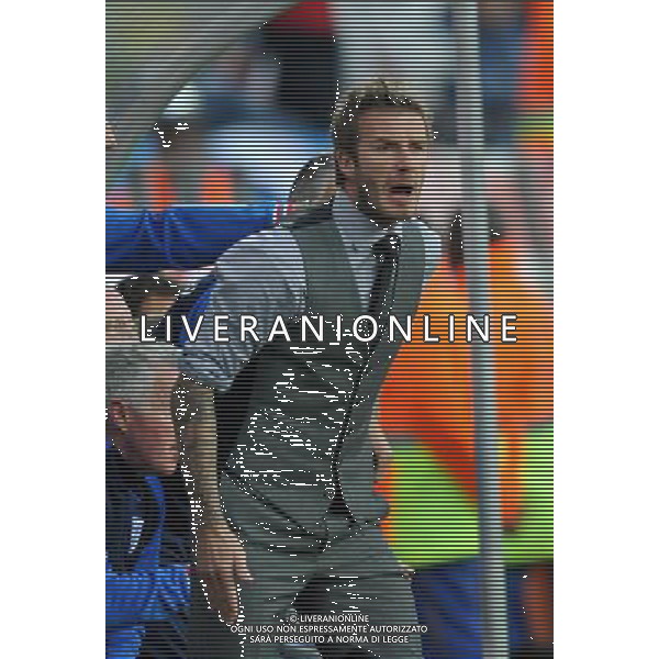 (100623) -- PORT ELIZABETH, June 23, 2010 -- England\'s David Beckham reacts during the 2010 World Cup Group C soccer match against Slovenia at Nelson Mandela Bay stadium in Port Elizabeth, South Africa, June 23, 2010. England won 1-0. Yang Lei) (kh) ©Photoshot/Agenzia Aldo Liverani Sas - ITALY ONLY: INGHILTERRA - SLOVENIA FIFA WORLD CUP CAMPIONATI MONDIALI SUD AFRICA 2010