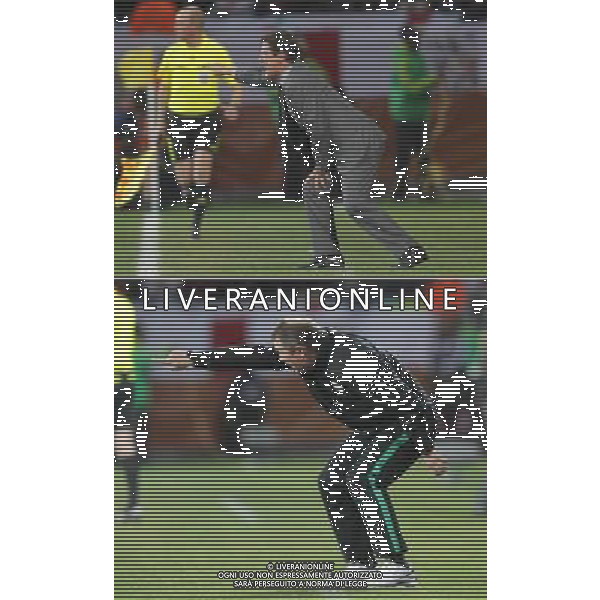 (100623) -- PORT ELIZABETH, June 23, 2010 -- This combo picure shows England\'s coach Fabio Capello (Top) and Slovenia\'s coach Matjaz Kek during the 2010 World Cup Group C soccer match at Nelson Mandela Bay stadium in Port Elizabeth, South Africa, June 23, 2010. England won 1-0. Xing Guangli) (kh) ©Photoshot/Agenzia Aldo Liverani Sas - ITALY ONLY: INGHILTERRA - SLOVENIA FIFA WORLD CUP CAMPIONATI MONDIALI SUD AFRICA 2010
