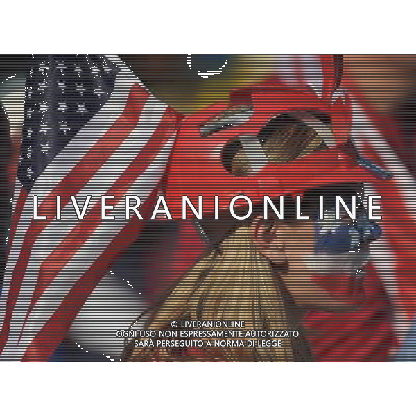 (100623) -- TSHWANE, June 23, 2010 -- A supporter of the United States reacts prior to the 2010 World Cup Group C soccer match between the United States and Algeria at Loftus Versfeld stadium in Tshwane, South Africa, June 23, 2010. Guo Yong) (kh) ©Photoshot/Agenzia Aldo Liverani Sas - ITALY ONLY: STATI UNITI (USA) - ALGERIA FIFA WORLD CUP CAMPIONATI MONDIALI SUD AFRICA 2010