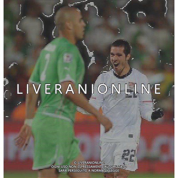 (100623) -- TSHWANE, June 23, 2010 -- Benny Feilhaber (R) of the United States celebrates winning the 2010 World Cup Group C soccer match against Algeria at Loftus Versfeld stadium in Tshwane, South Africa, June 23, 2010. The United States won 1-0. Guo Yong) (kh) ©Photoshot/Agenzia Aldo Liverani Sas - ITALY ONLY: STATI UNITI (USA) - ALGERIA FIFA WORLD CUP CAMPIONATI MONDIALI SUD AFRICA 2010