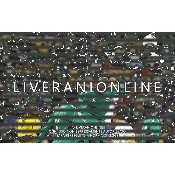 (100623) -- DURBAN, June 23, 2010 -- Park Chu-Young (Up R) of South Korea vies with Nigeria\'s Danny Shittu (Up L) during their 2010 World Cup Group B soccer match at Moses Mabhida stadium in Durban, South Africa, on June 22, 2010. Liao Yujie)(dl) ©Photoshot/Agenzia Aldo Liverani Sas - ITALY ONLY - NIGERIA - COREA DEL SUD FIFA WORLD CUP CAMPIONATI MONDIALI SUD AFRICA 2010