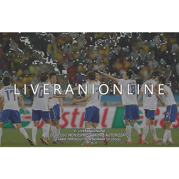 (100623) -- DURBAN, June 23, 2010 -- Players of South Korea celebrate a goal during the 2010 World Cup Group B soccer match against Nigeria at Moses Mabhida stadium in Durban, South Africa, on June 22, 2010. Liao Yujie)(dl) ©Photoshot/Agenzia Aldo Liverani Sas - ITALY ONLY - NIGERIA - COREA DEL SUD FIFA WORLD CUP CAMPIONATI MONDIALI SUD AFRICA 2010