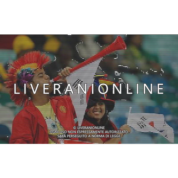 (100623) -- DURBAN, June 23, 2010 -- Two fans of South Korea cheer prior to the 2010 World Cup Group B soccer match between Nigeria and South Korea at Moses Mabhida stadium in Durban, South Africa, on June 22, 2010. Liao Yujie)(fym) ©Photoshot/Agenzia Aldo Liverani Sas - ITALY ONLY - NIGERIA - COREA DEL SUD FIFA WORLD CUP CAMPIONATI MONDIALI SUD AFRICA 2010