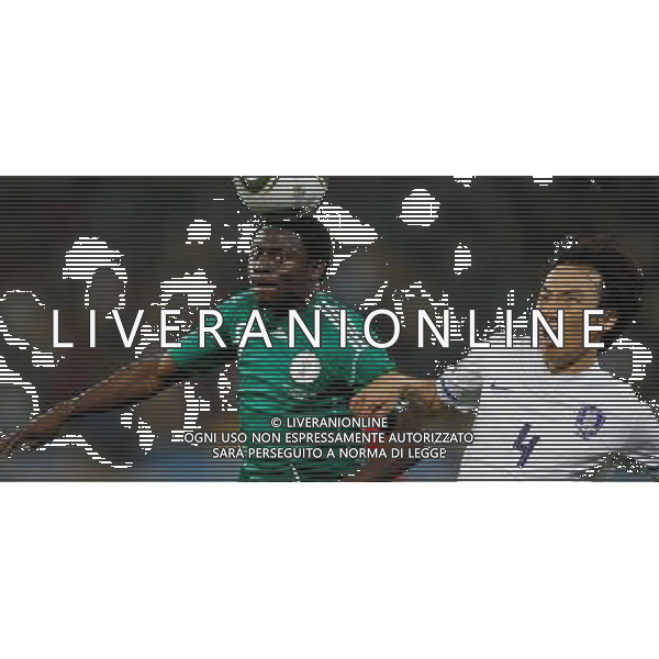 (100623) -- DURBAN, June 23, 2010 () -- Nigeria\'s Obafemi Martins (L) vies with Cho Yong-Hyung of South Korea during their 2010 World Cup Group B soccer match at Moses Mabhida stadium in Durban, South Africa, on June 22, 2010. The match tied 2-2.(/Liao Yujie)(dl) ©Photoshot/Agenzia Aldo Liverani Sas - ITALY ONLY - NIGERIA - COREA DEL SUD FIFA WORLD CUP CAMPIONATI MONDIALI SUD AFRICA 2010