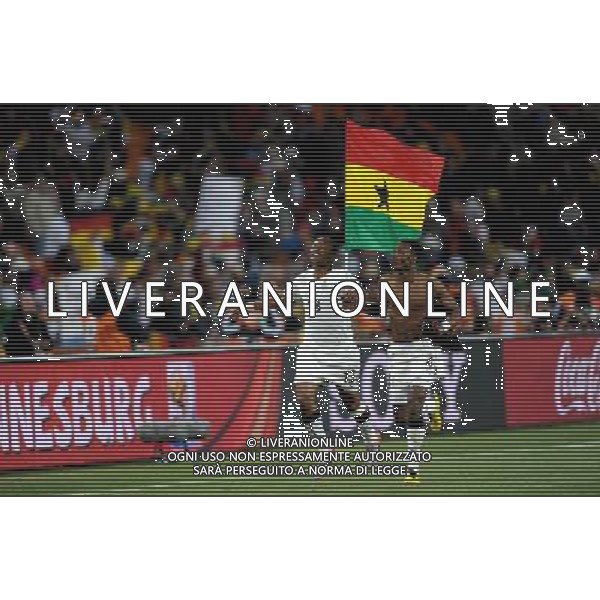 (100624) -- JOHANNESBURG, June 24, 2010 () -- Ghana\'s John Pantsil (R) and Andre Ayew celebrate after the 2010 World Cup Group D match between Germany and Ghana in Johannesburg, South Africa, June 23, 2010. Germany won the match 1-0. Both Germany and Ghana are qualified for the round of 16. (/Wang Yuguo) ©Photoshot/Agenzia Aldo Liverani Sas - ITALY ONLY - GHANA - GERMANIA FIFA WORLD CUP CAMPIONATI MONDIALI SUD AFRICA 2010