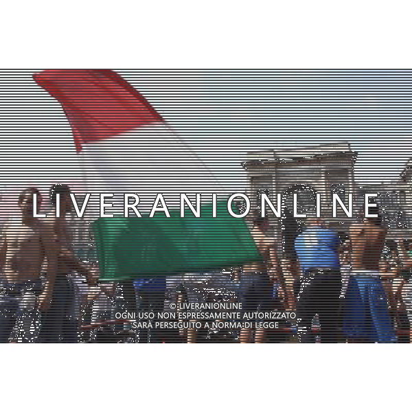 TIFOSI DELLA NAZIONALE ITALIANA DI CALCIO, IN PIAZZA DEL DUOMO A MILANO MENTRE GUARDANO LA PARTITA SLOVACCHIA - ITALIA FIFA WORLD CUP CAMPIONATI MONDIALI SUD AFRICA 2010 © ANTONIO SORANO - AG. ALDO LIVERANI SAS