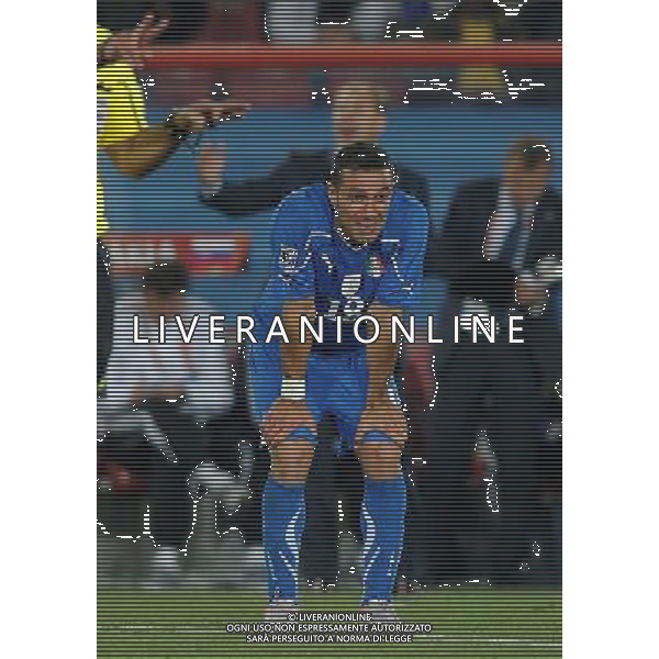 Fifa World Cup Sud Africa 2010 Match #41 Johannesburg (Ellis Park Stadium) - 24.06.2010 Slovacchia-Italia Nella Foto:quagliarella piange dopo il gol /Ph.Vitez-Ag. Aldo Liverani