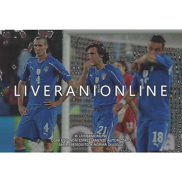 Fifa World Cup Sud Africa 2010 Match #41 Johannesburg (Ellis Park Stadium) - 24.06.2010 Slovacchia-Italia Nella Foto:Giorgio CHIELLINI-Andrea PIRLO-Fabio QUAGLIARELLA /Ph.Vitez-Ag. Aldo Liverani